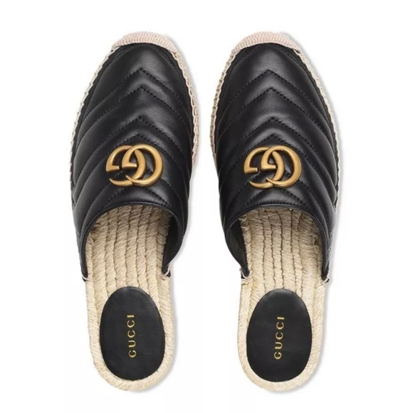 Gucci Marmont Leather GG Espadrille Mules Sz 36.5 EU - Picture 8 of 15